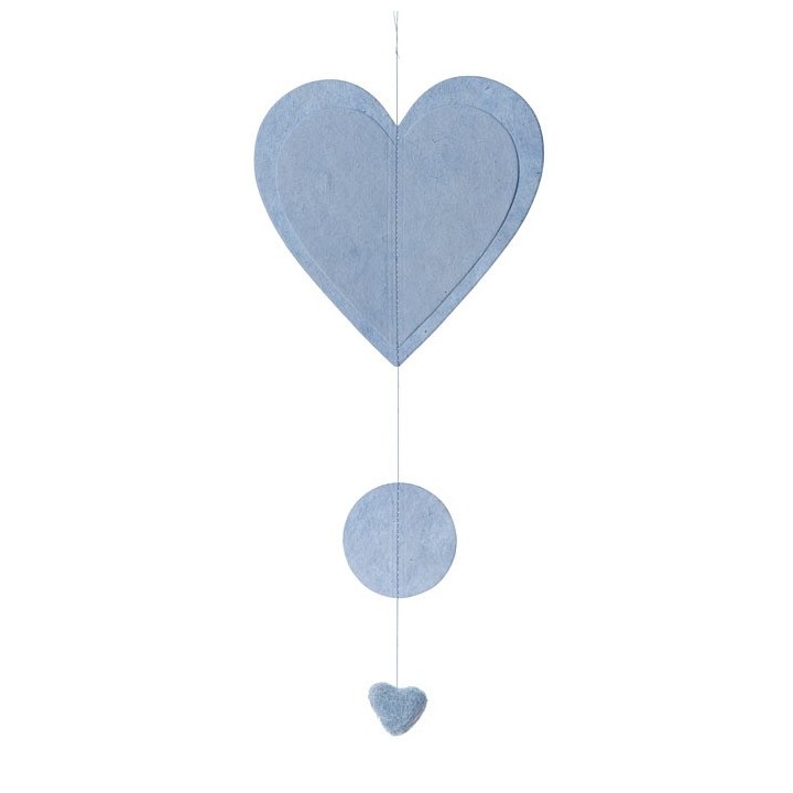 Paper heart garland light blue color 50 cm