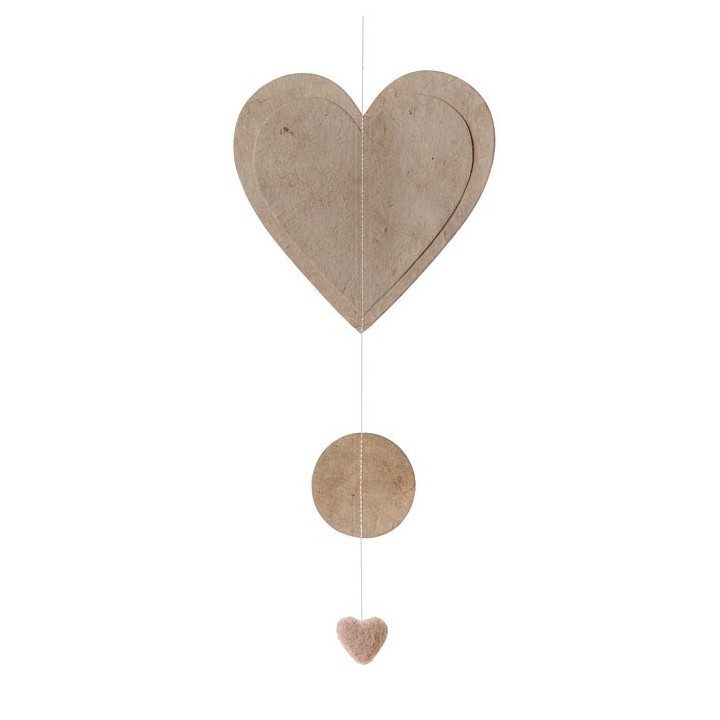 Coeur en papier couleur lin 50 cm