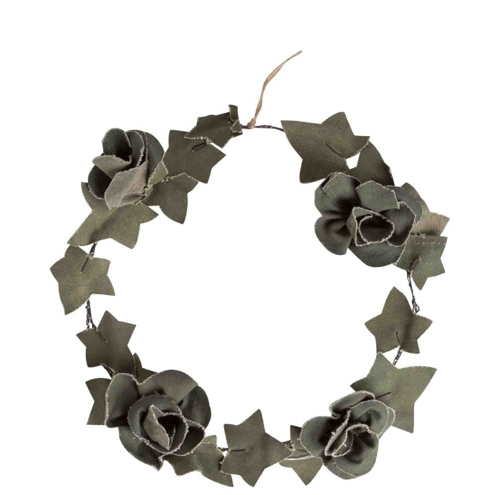 Guirlande de lierre en coton vert recycle fait a la main d30cm