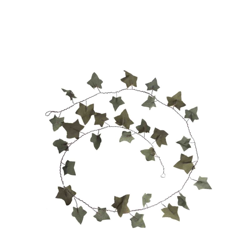 Handmade ivy branch in green recycled cotton h180 cm