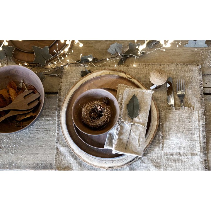 Handmade leaf in green recycled cotton h18 cm