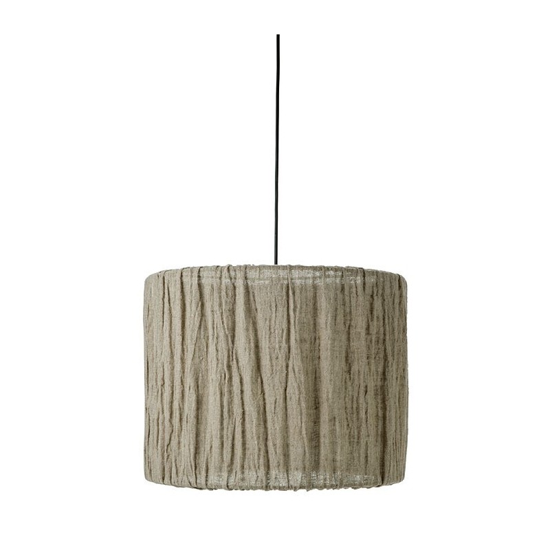 Lampe suspendue en lin et fer gris d50 h40 cm