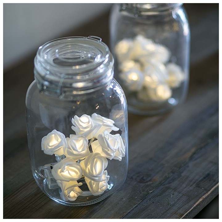 Filo di 10 rose led con batteria 110 cm