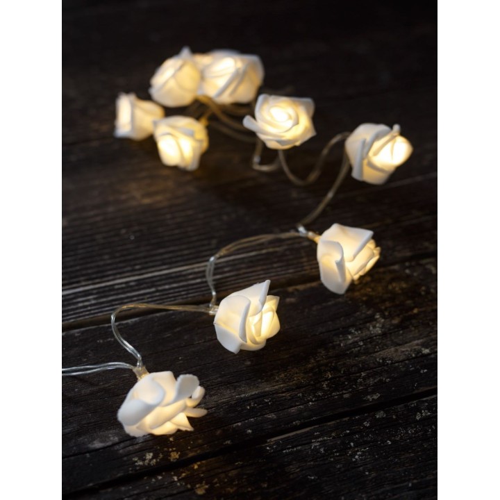 Fil de 10 roses led avec batterie 110 cm