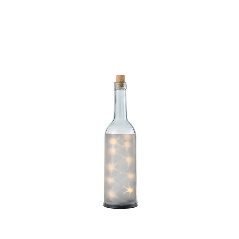Bouteille 10 lumieres blanches avec batterie d8 h28 cm