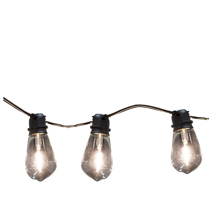 Filo nero 10 lampadine vetro corrente prol.esterno 5 m