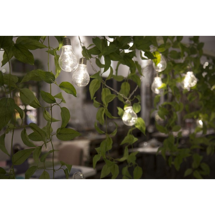 Fil 10 ampoules en plastique avec prise de courante pour int-ext 5m