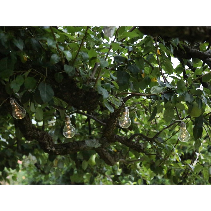 Fil 10 ampoules en plastique avec prise de courante pour int-ext 5m