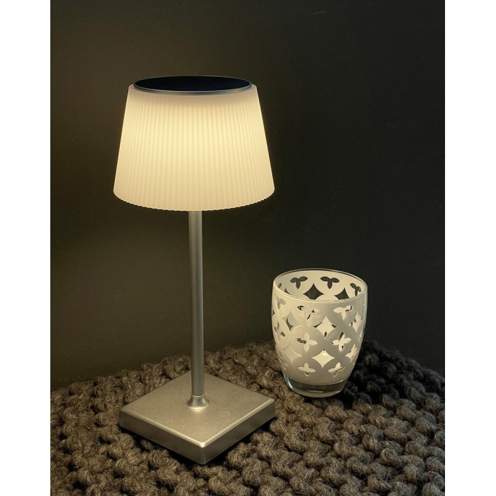 Lampada solare/usb soleil plisse base quadra silve h30 cm