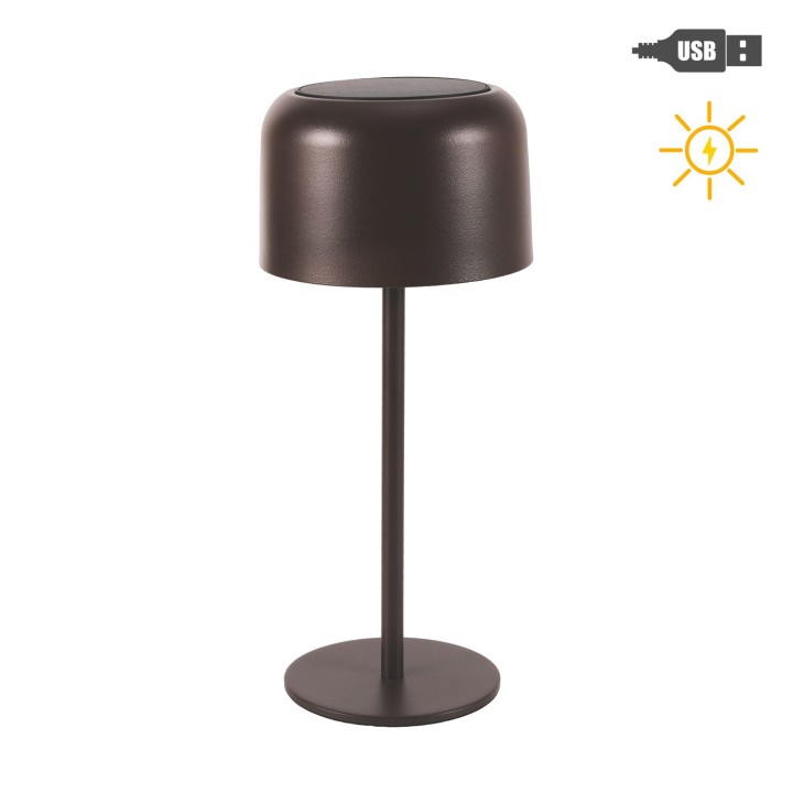 Lampe champignon chocolat solaire / usb h30 cm