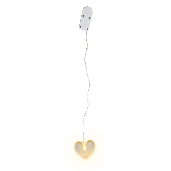 Cuore in vetro un led con batteria h5 cm