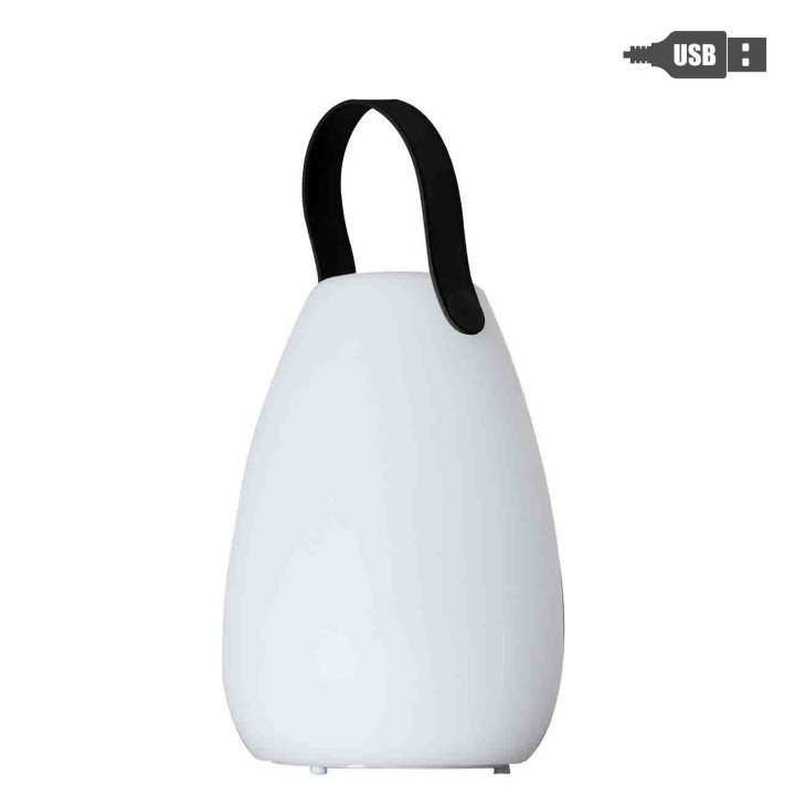 Led garden lamp with black handle usb charger d18 h26 cm