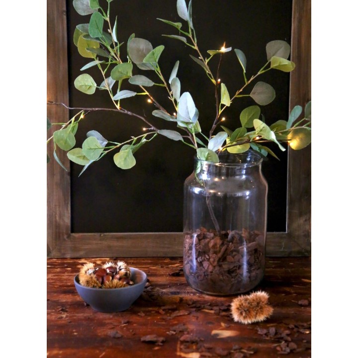 Branche eucaliptus avec 16 led et batterie h100cm