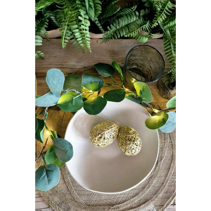 Bande lumineuse feuilles eucalyptus avec 20 led usb et powerbank 190 cm