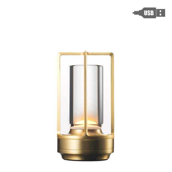 Gold usb table lamp / lantern unscrewable d9 h18 cm