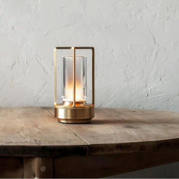 Gold usb table lamp / lantern unscrewable d9 h18 cm