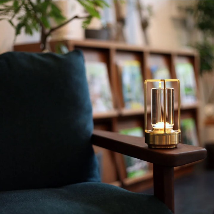 Gold usb table lamp / lantern unscrewable d9 h18 cm