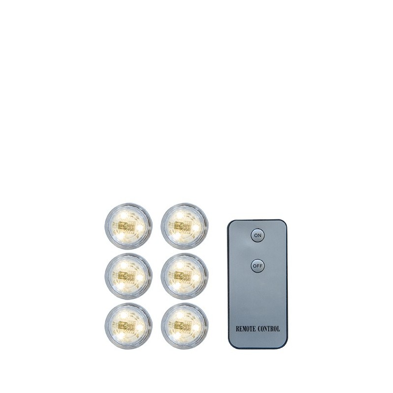 Set 6 led monouso impermeabili con telecomando d3 h2.5 cm