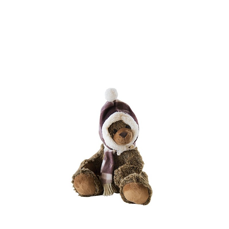 Plush bear with cap and scarf h25 cm