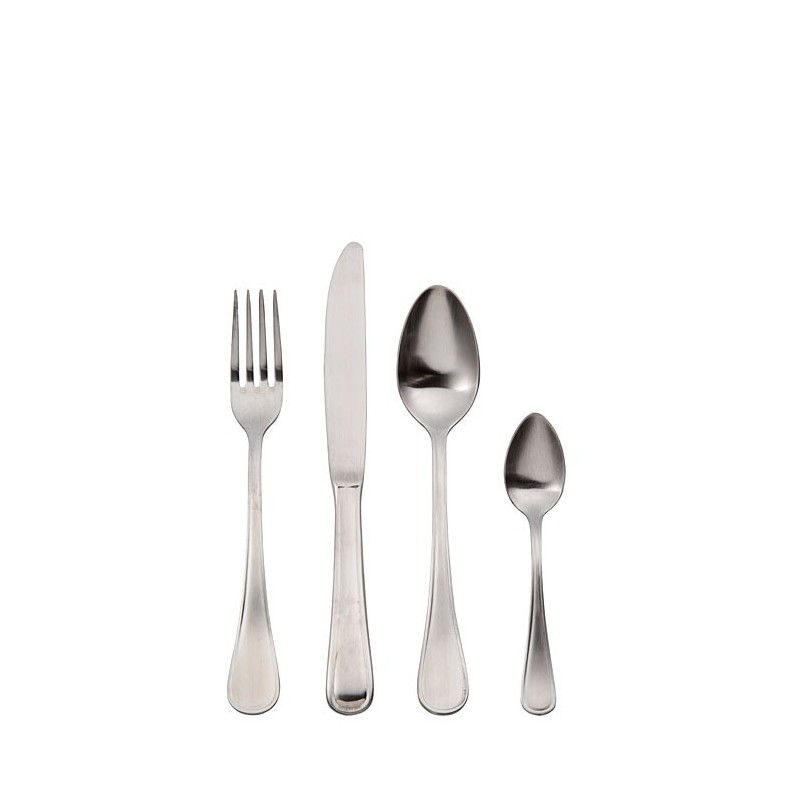 Set of 24 inox steel cutlery flat handle glazed