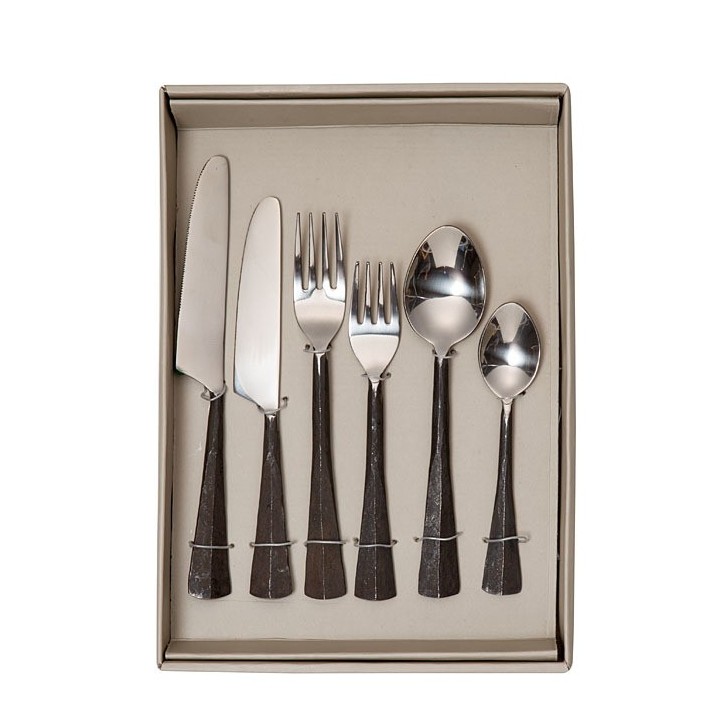 Set of 6 cutlery burnished steel handle