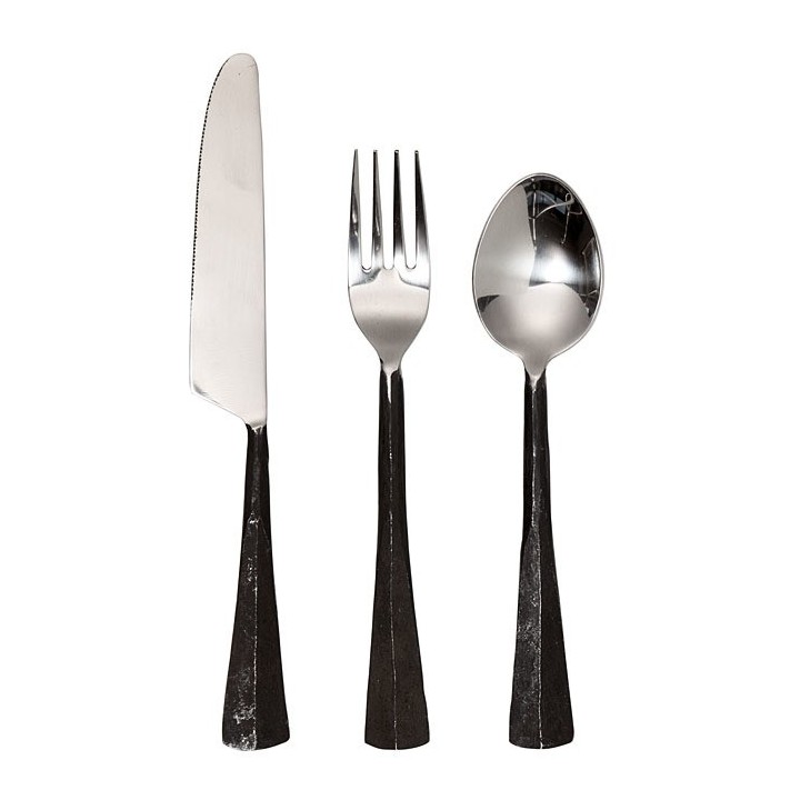 Set 6 posate manico brunito battute a mano (1cope)