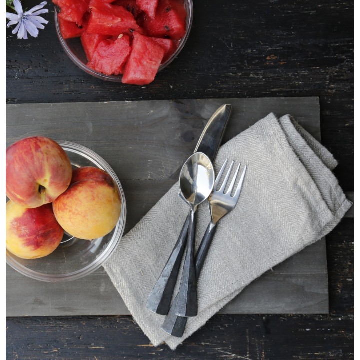 Set of 6 cutlery burnished steel handle