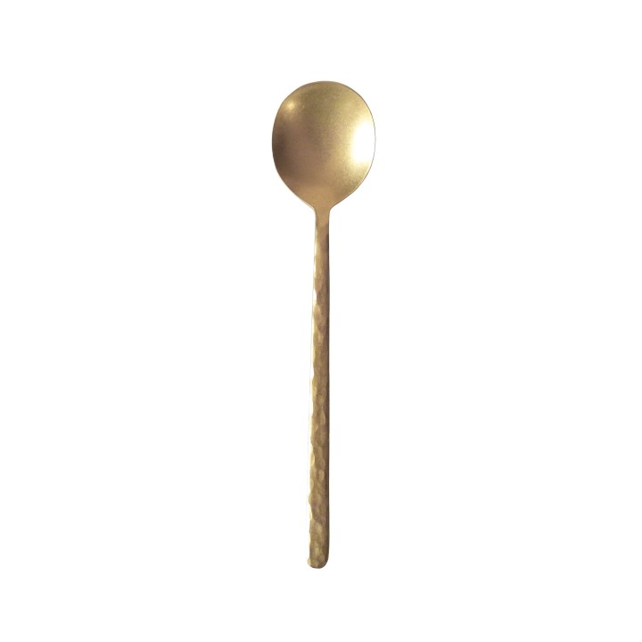 Inox steel spoon gold wrought handle h19 cm
