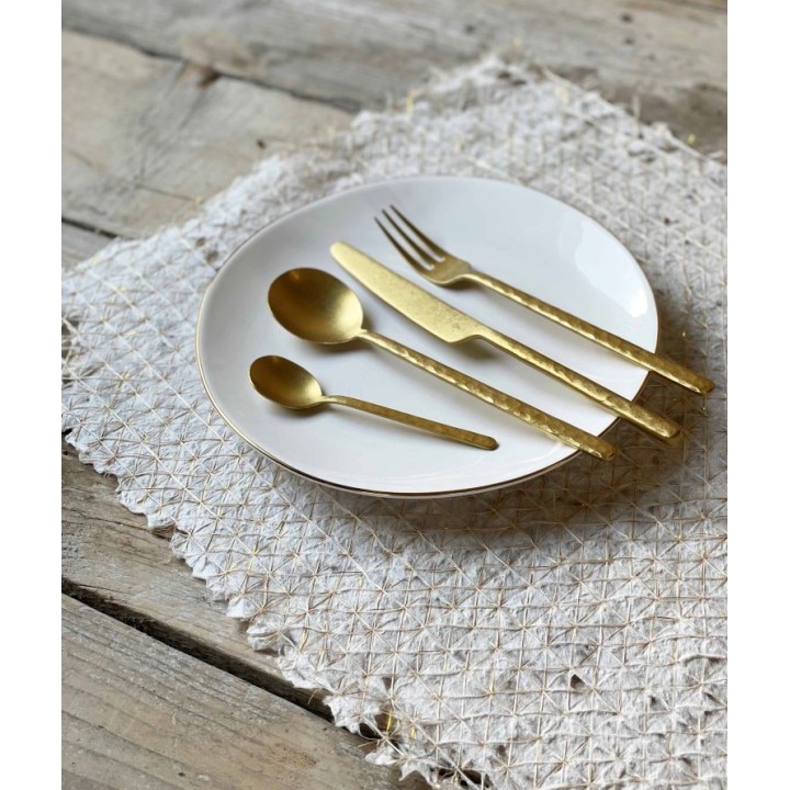 Inox steel spoon gold wrought handle h19 cm