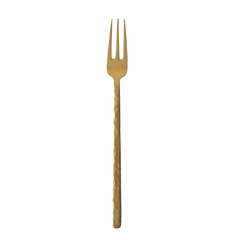 Inox steel fork gold wrought handle h19.5 cm