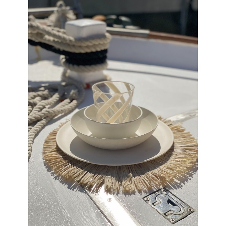 Straw light underplate with fringes d35 cm