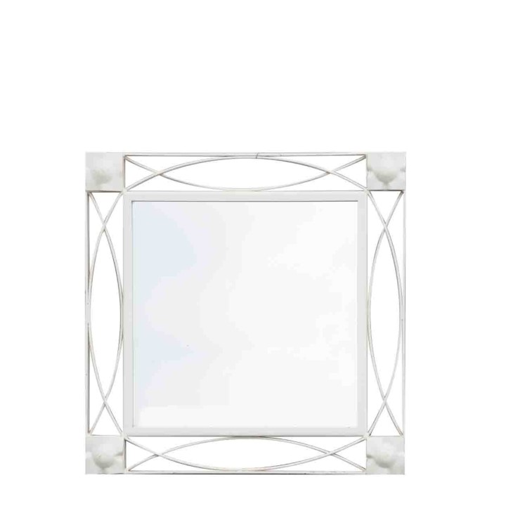 Mirror with white iron frame 67x67 cm