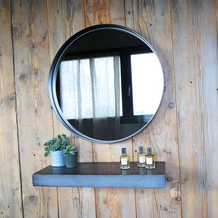 Miroir rond en acier d61 cm