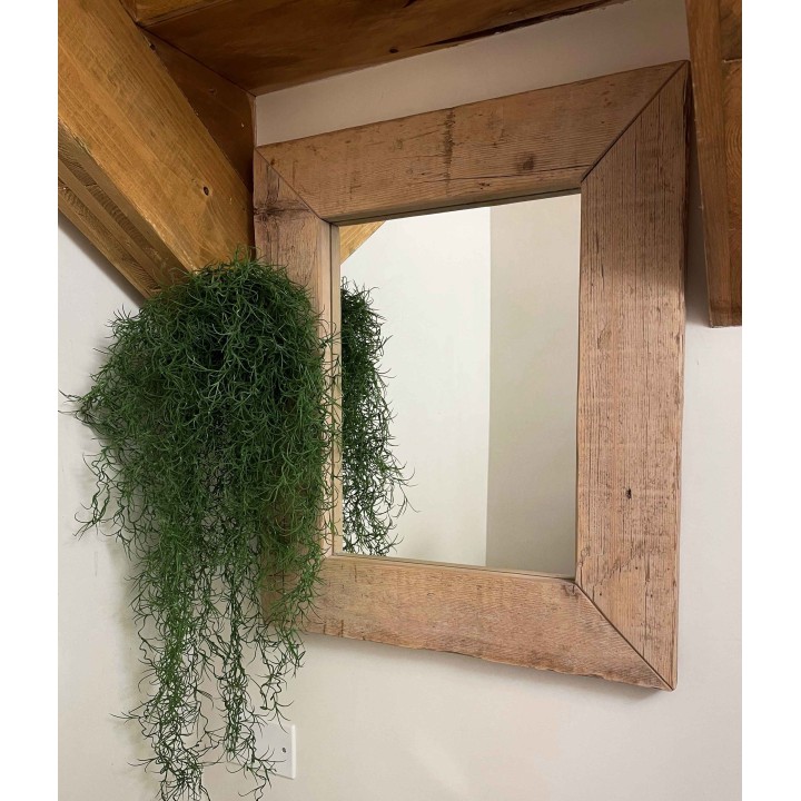 Miroir en bois brut couleur naturel 50 x 60 cm
