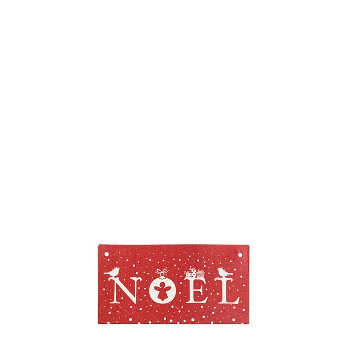 Tavoletta "noel" su fondo rosso 9 x 17 cm