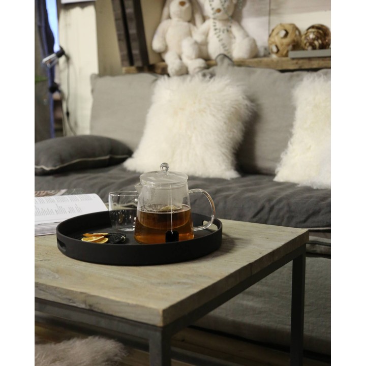 Vintage black plastic tray with 2 handles