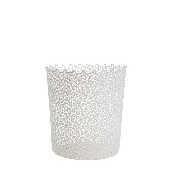 Vaso polyester in pizzo colore bianco d24 h27 cm