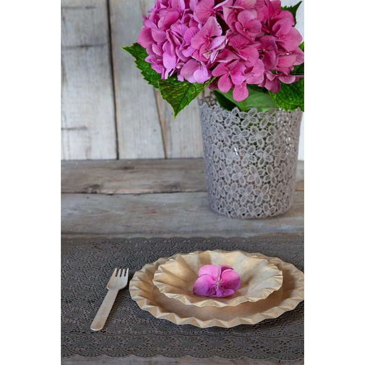 Vaso polyester in pizzo colore nocciola d18 h20 cm