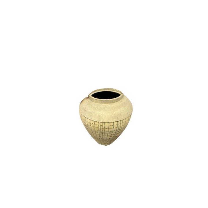 Vase vintage couleur creme avec details noires h25 cm