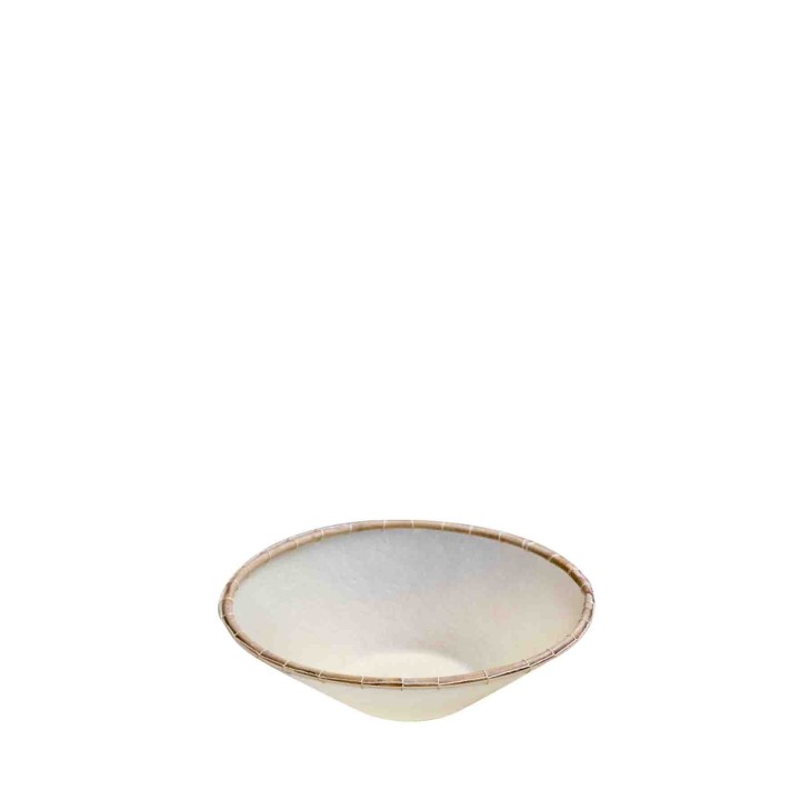 Cream resin bowl with wooden edge d30 h9 cm