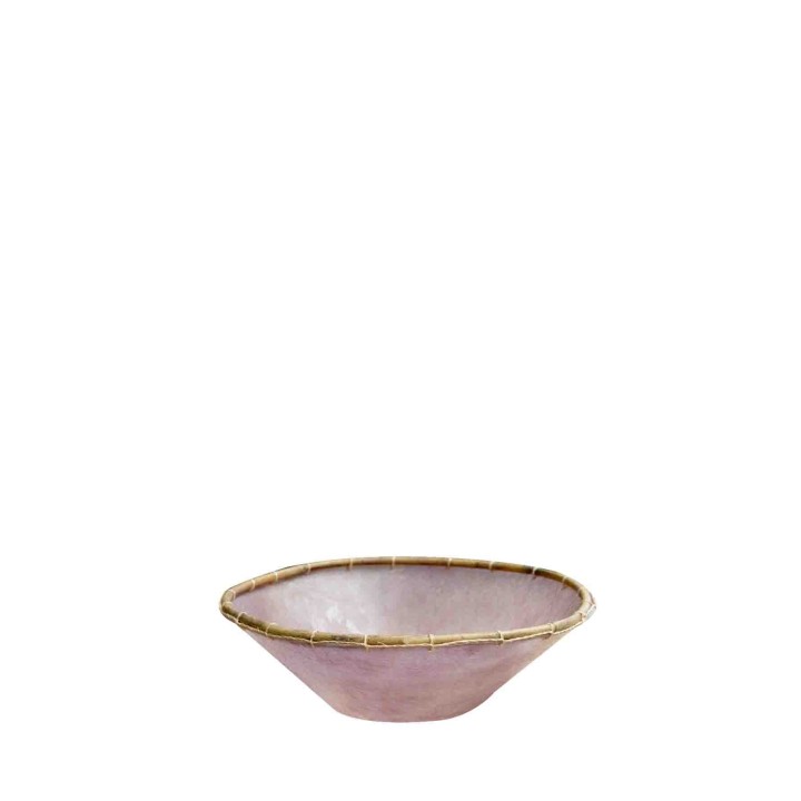 Ciotola resina viola bordo legno d30 h9 cm