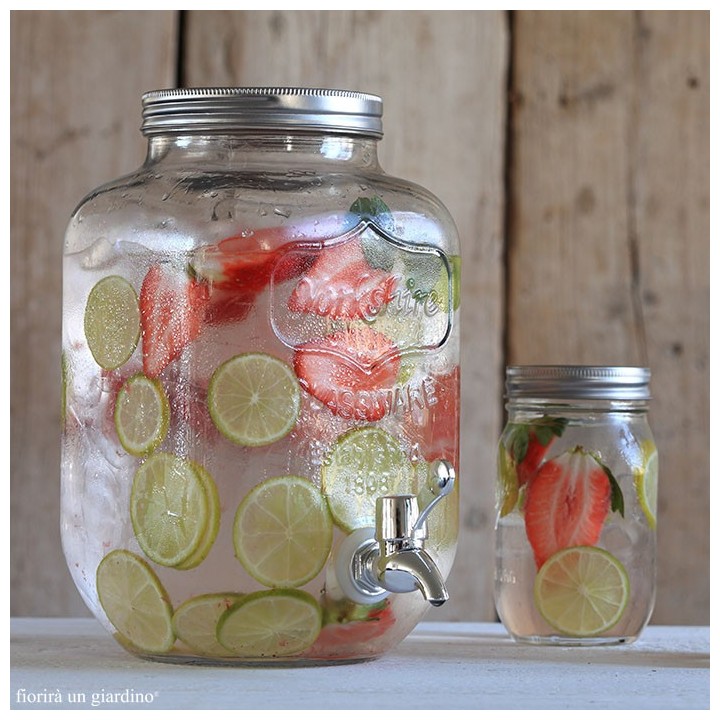 Distributeur d'eau en verre avec robinet 4l 16x21 h25 cm