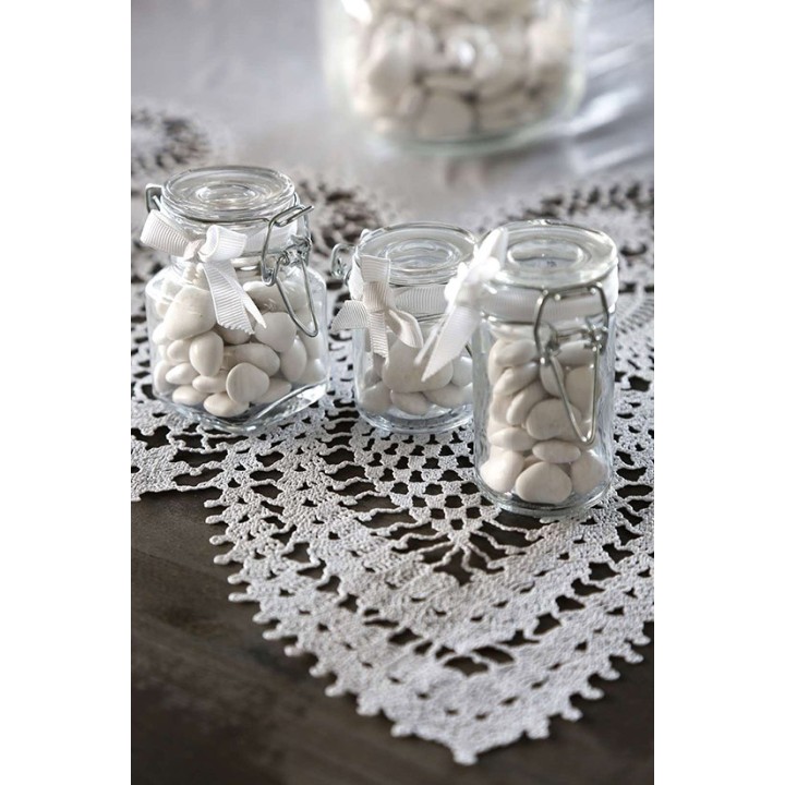 Cylindrical glass jar with clip 70ml d 4.4 h 8 cm