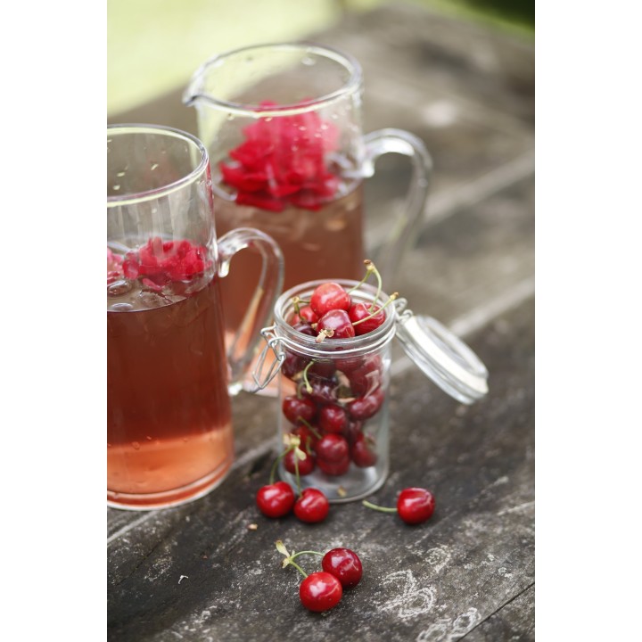 Cylindrical glass jar with clip 70ml d 4.4 h 8 cm