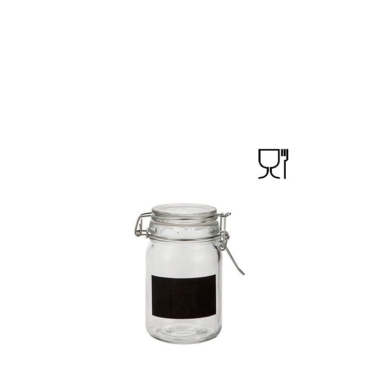 Barattolo in vetro con clip e etichetta lavagna v200 ml d6.5 h11.5 cm