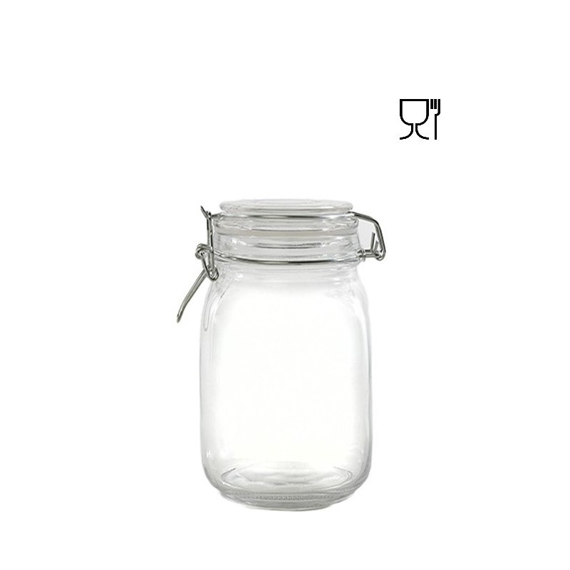 Barattolo in vetro con clip  v1500ml 11 x 11 h19.5 cm