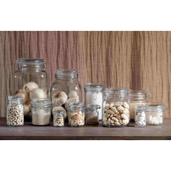 Barattolo in vetro con clip  v1500ml 11 x 11 h19.5 cm