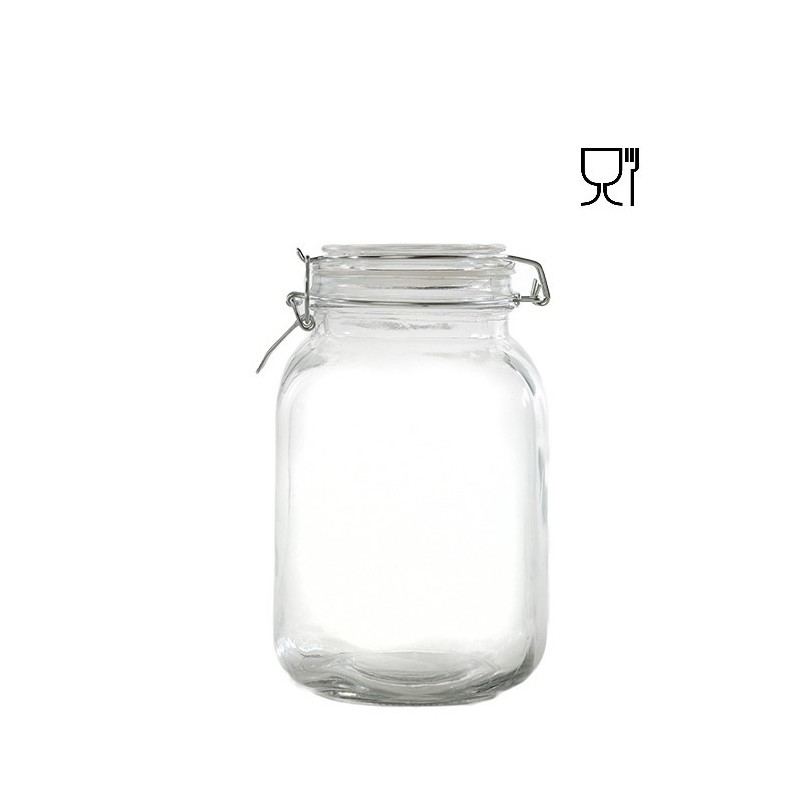 Vase en verre avec clip 1750ml 13 x 13 h21 cm