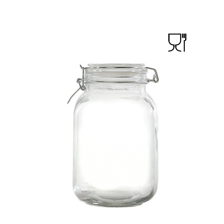 Barattolo in vetro con clip  v1750ml 13 x 13 h21 cm