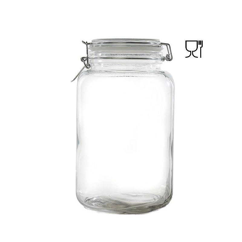 Barattolo in vetro con clip  v3.5l 14 x 14 h26 cm